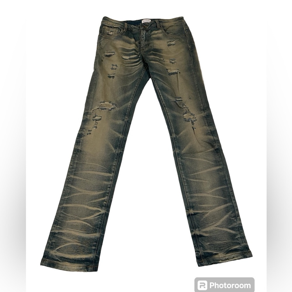 Club Paradise (unisex)dirty wash distressed skinny denim size 32 stretch DDD
